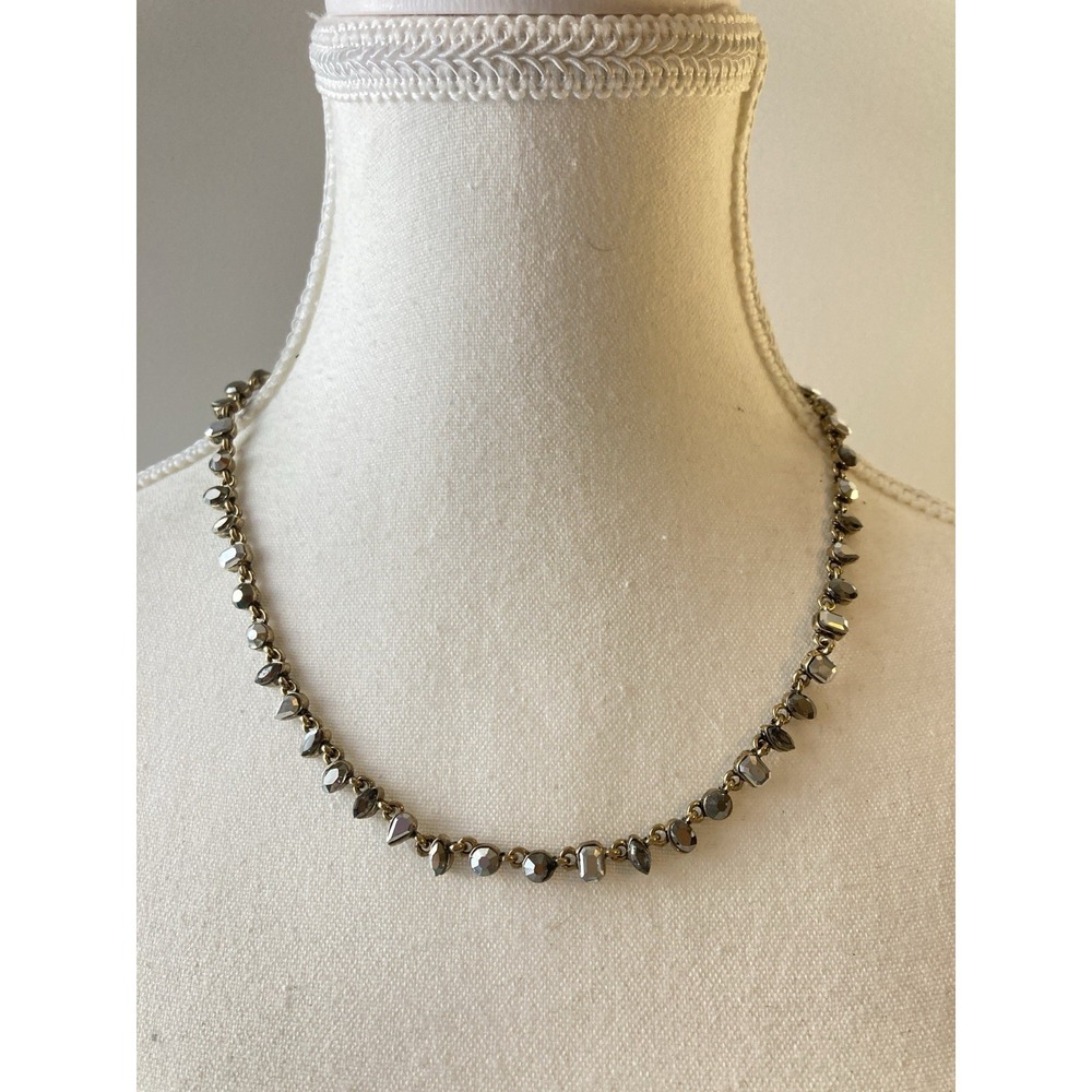 Gunmetal Gray Faceted Glass Collar Necklace‎ Rhinestones Dark Romantic